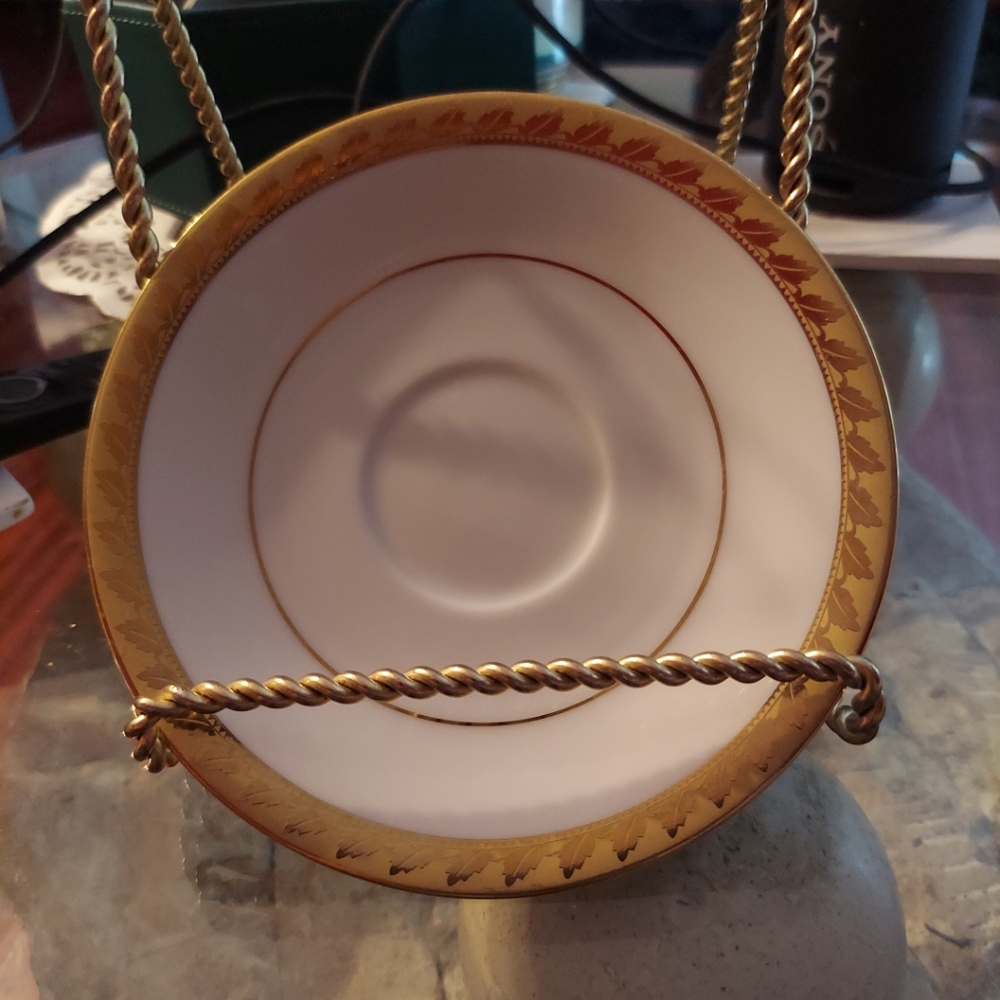 Vtg. Golden Leaf by Muirfield in Sri Lanka Fine Porcelain China Tea Cup Plate 2
